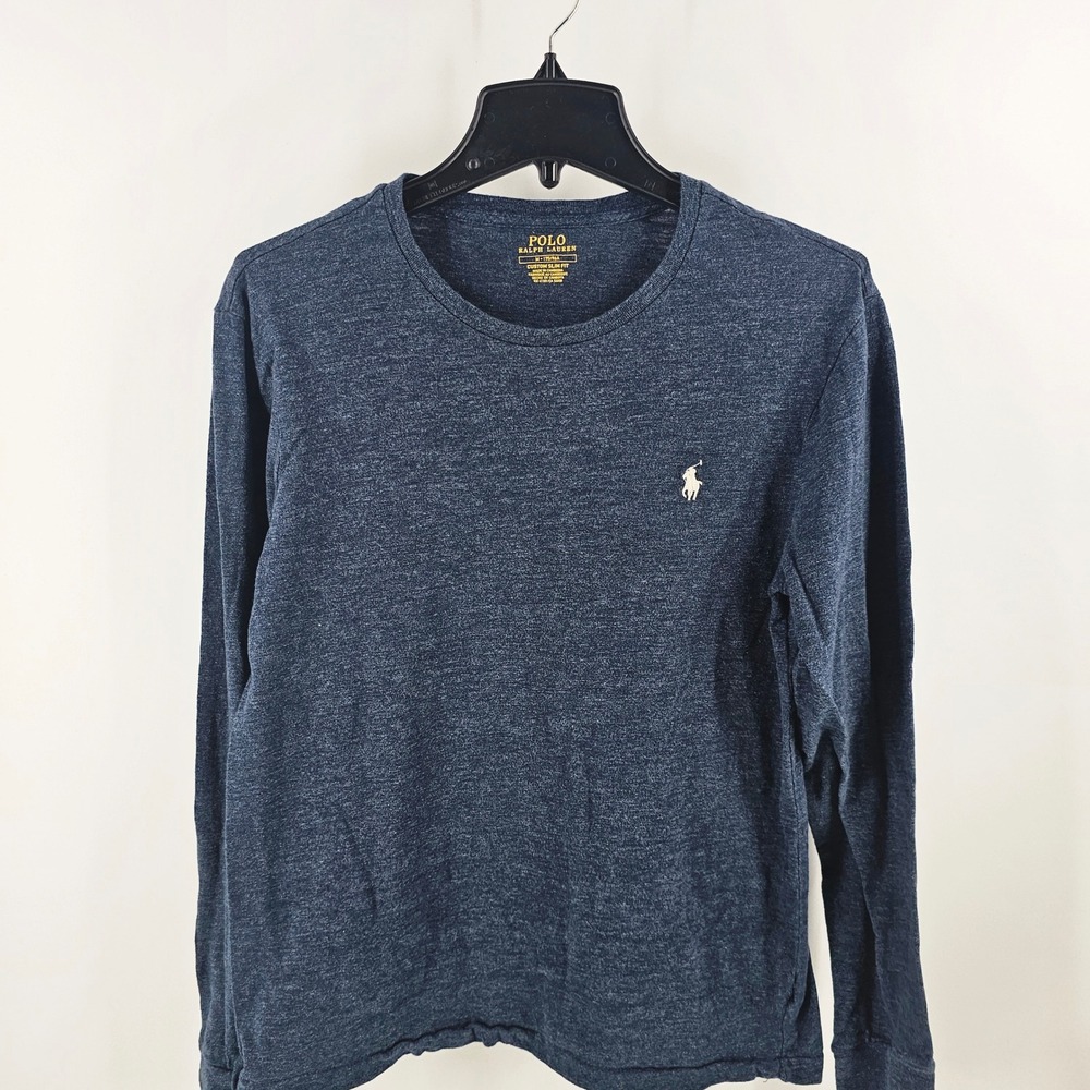 Polo Ralph Lauren Long Sleeve T-Shirt Mens M Navy Blue Custom Slim Fit Tee
